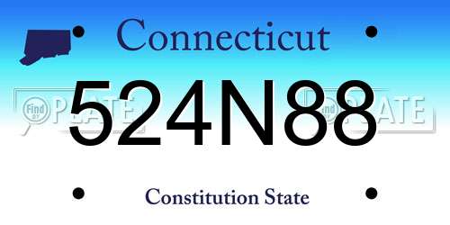524N88 Connecticut License Plate