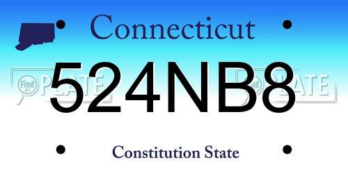 524NB8 Connecticut License Plate