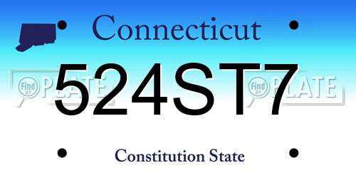 524ST7 Connecticut License Plate