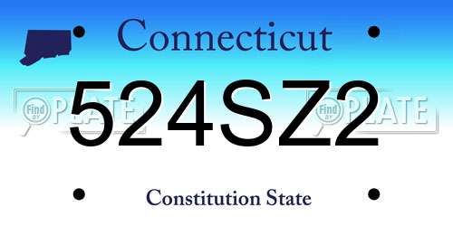 524SZ2 Connecticut License Plate