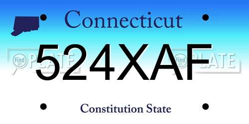 524XAF Connecticut License Plate