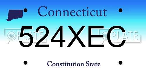 524XEC Connecticut License Plate