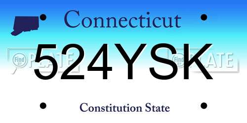524YSK Connecticut License Plate