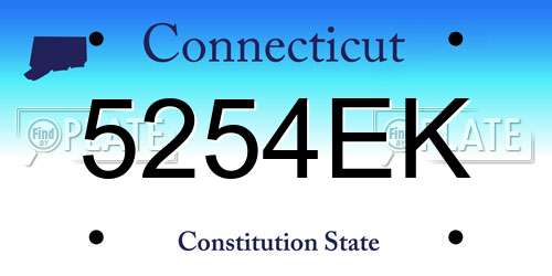 5254EK Connecticut License Plate