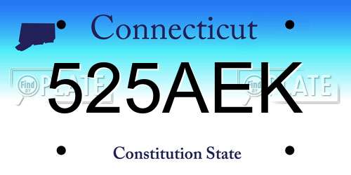 525AEK Connecticut License Plate