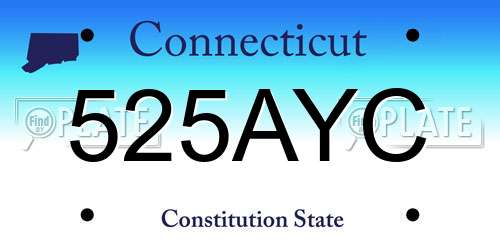 525AYC Connecticut License Plate