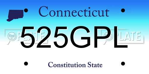 525GPL Connecticut License Plate