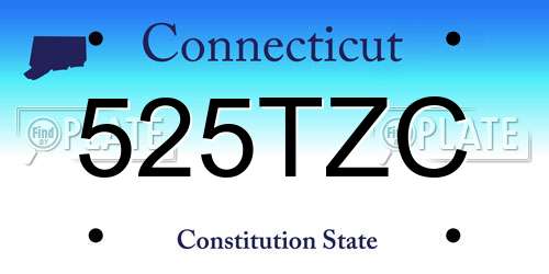 525TZC Connecticut License Plate