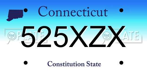 525XZX Connecticut License Plate
