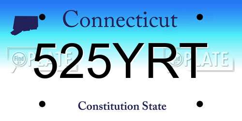 525YRT Connecticut License Plate