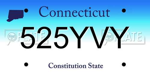 525YVY Connecticut License Plate