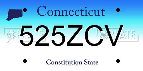 525ZCV Connecticut License Plate
