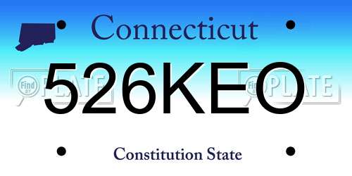 526KEO Connecticut License Plate