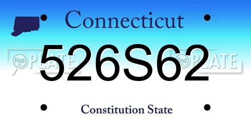 526S62 Connecticut License Plate