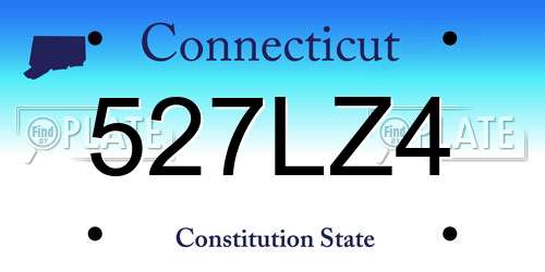 527LZ4 Connecticut License Plate