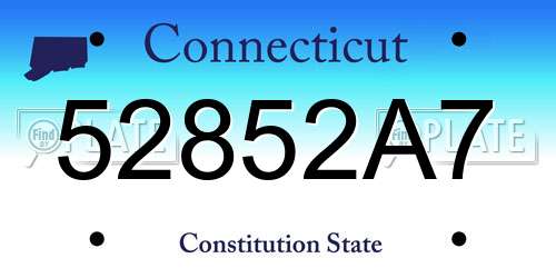 52852A7 Connecticut License Plate