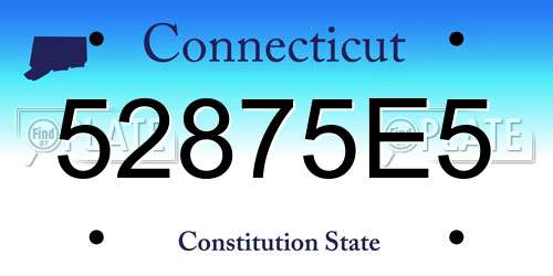 52875E5 Connecticut License Plate
