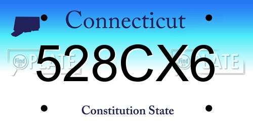 528CX6 Connecticut License Plate