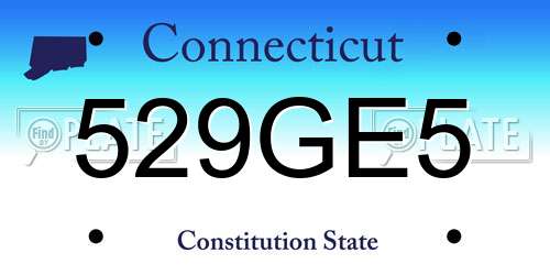 529GE5 Connecticut License Plate