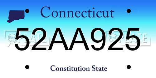 52AA925 Connecticut License Plate