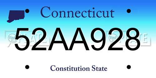 52AA928 Connecticut License Plate