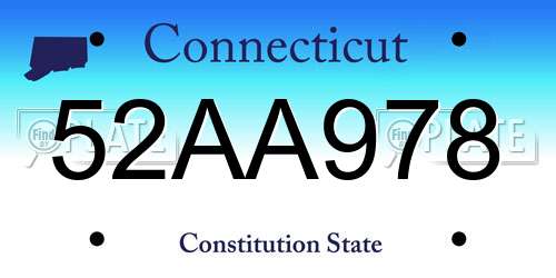 52AA978 Connecticut License Plate