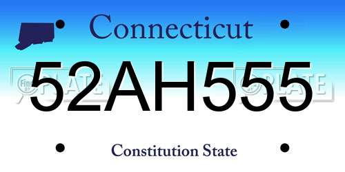 52AH555 Connecticut License Plate