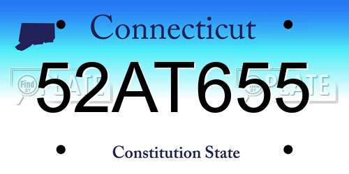 52AT655 Connecticut License Plate