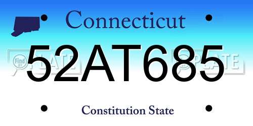 52AT685 Connecticut License Plate