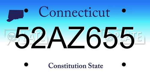 52AZ655 Connecticut License Plate