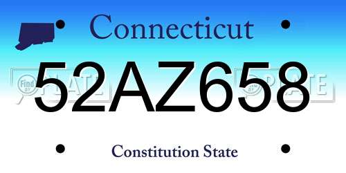 52AZ658 Connecticut License Plate