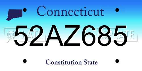 52AZ685 Connecticut License Plate