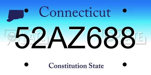 52AZ688 Connecticut License Plate