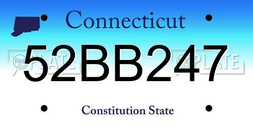 52BB247 Connecticut License Plate