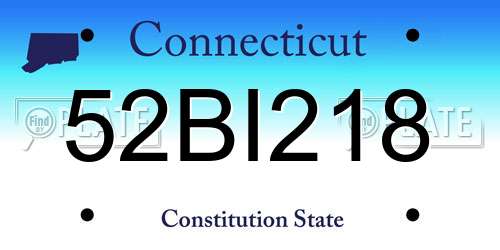 52BI218 Connecticut License Plate