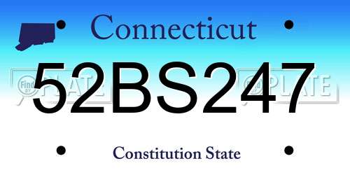 52BS247 Connecticut License Plate