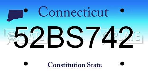 52BS742 Connecticut License Plate