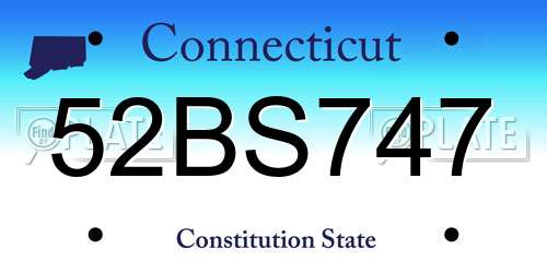 52BS747 Connecticut License Plate