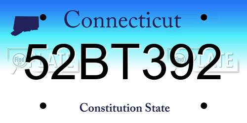 52BT392 Connecticut License Plate