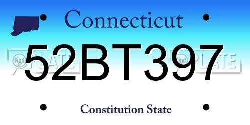52BT397 Connecticut License Plate