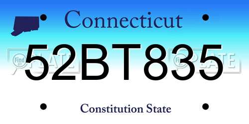 52BT835 Connecticut License Plate