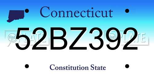52BZ392 Connecticut License Plate