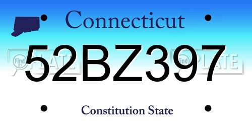 52BZ397 Connecticut License Plate