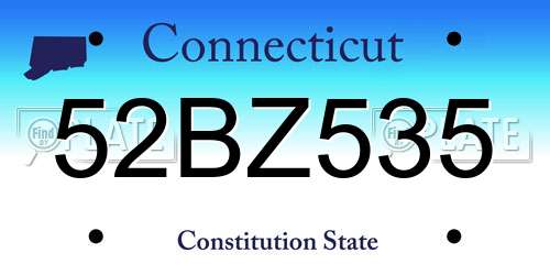 52BZ535 Connecticut License Plate