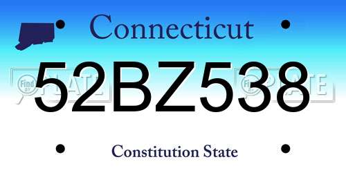 52BZ538 Connecticut License Plate