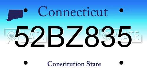 52BZ835 Connecticut License Plate