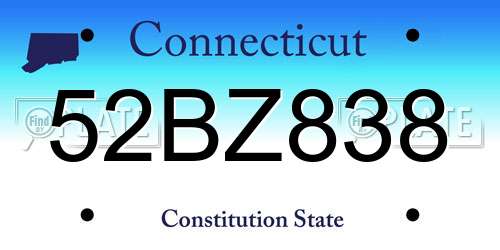 52BZ838 Connecticut License Plate