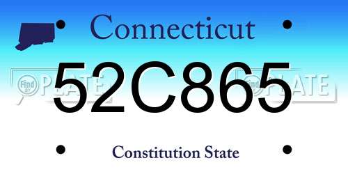 52C865 Connecticut License Plate