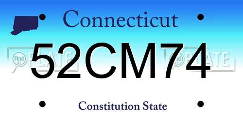 52CM74 Connecticut License Plate