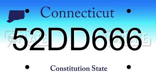 52DD666 Connecticut License Plate